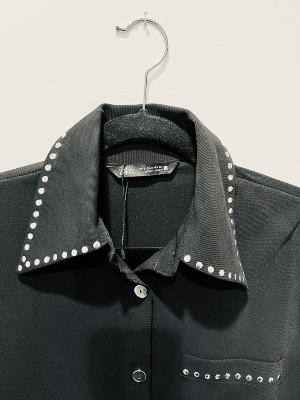 Zara Fancy Western Cowgirl Black Stud-Trim Shirt Dress (small) - Picture 4 of 5